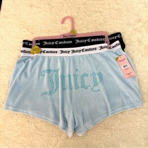 Juicy Couture 2 Pack Pajama Lounge Shorts Bling Logo & Black Velour 
Size Large